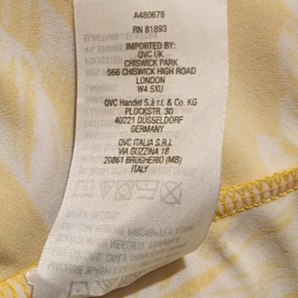 Susan Graver Sleeveless Midi Dress PXL Square Neck Yellow Gold Palm Fit & Flare - Picture 8 of 8